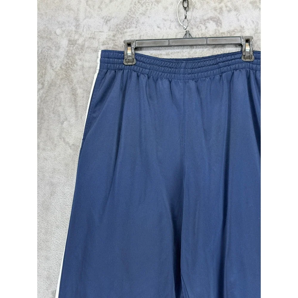Nike Mens Navy Blue‎ White Striped Track Pants Large 133696 Zip Ankle Athletic